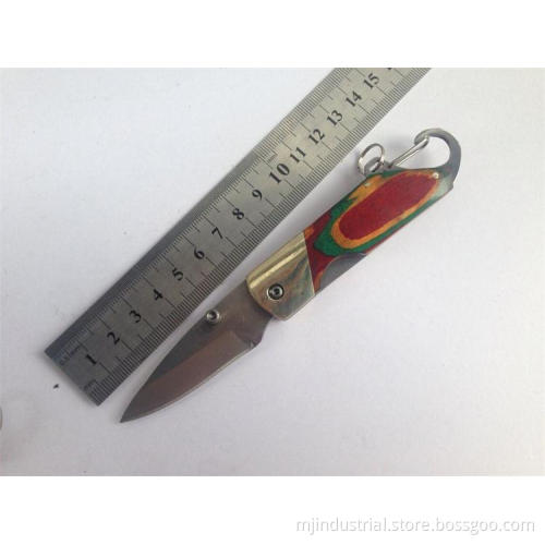 Folding knife with stainless steel handle mattached colored wood or pakkawood.